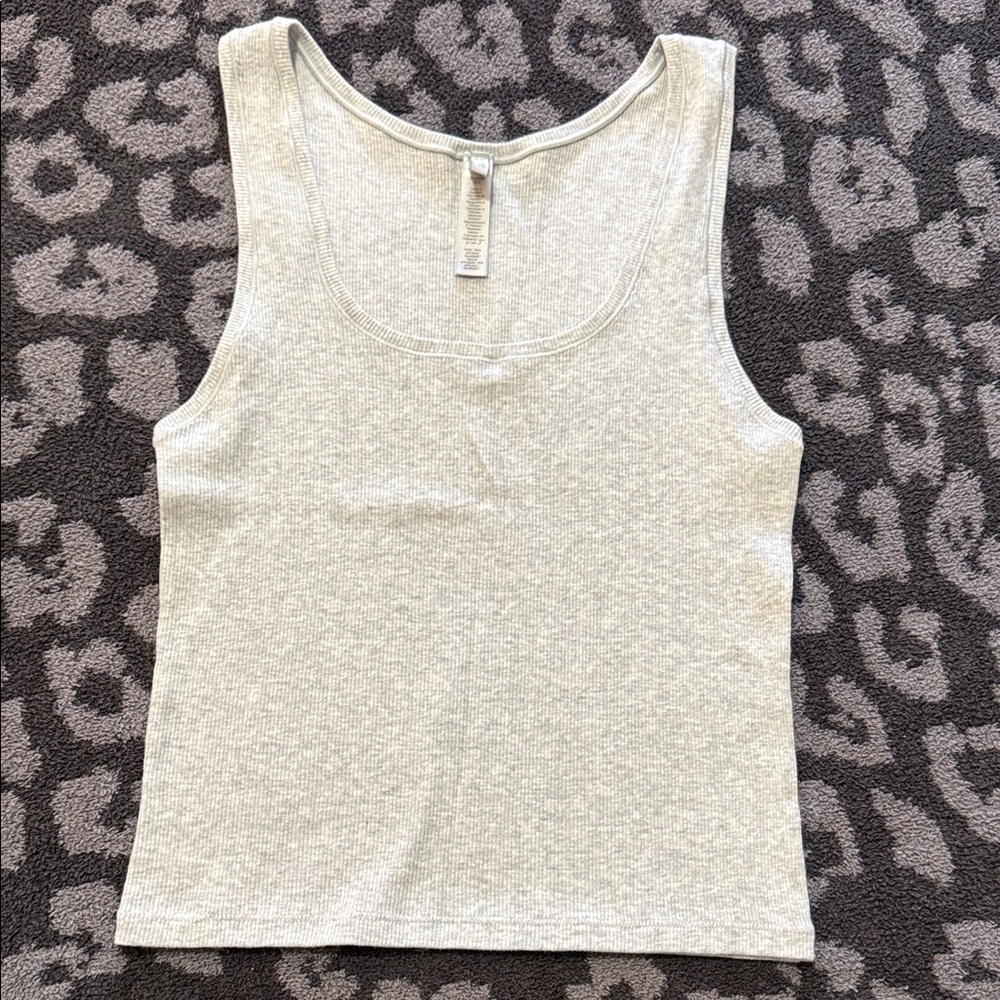 SKIMS Cotton Ribbed Scoop Tank Top - Light Hewather Grey